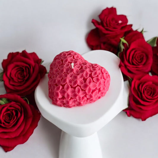 Bougie Cœur Fleuri | Bougie décorative