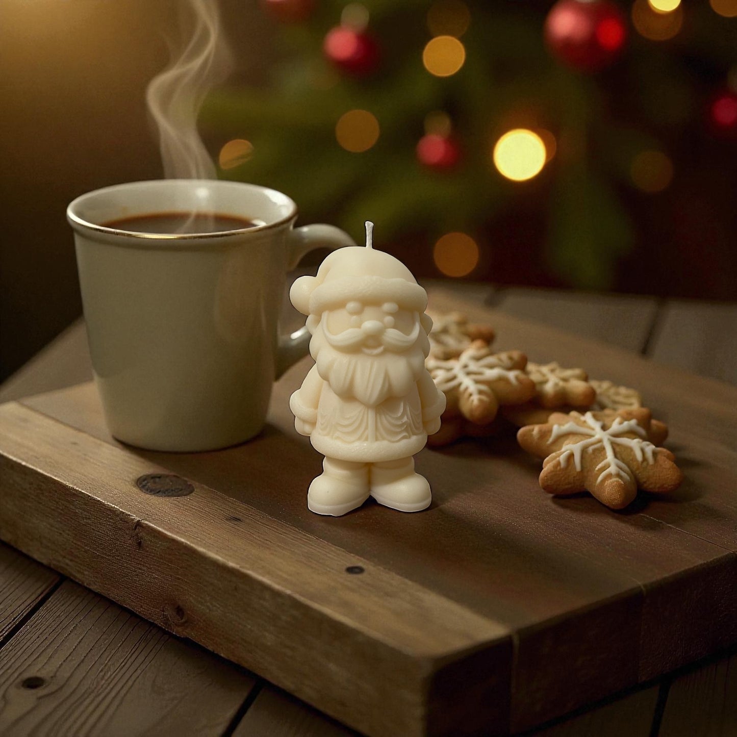 🎅 Bougie Décorative – Père Noël Gourmand 🍪